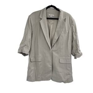 Coldwater Creek Linen Blend Longline Beige One Button Blazer 2X